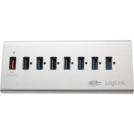 HUB USB Logilink UA0228, USB 3.0 x7, Port incarcare rapida, Gri